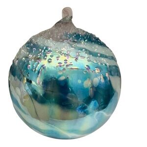 Studio Art Glass Tom Stoenner Iridescent Snow Cap Ornament